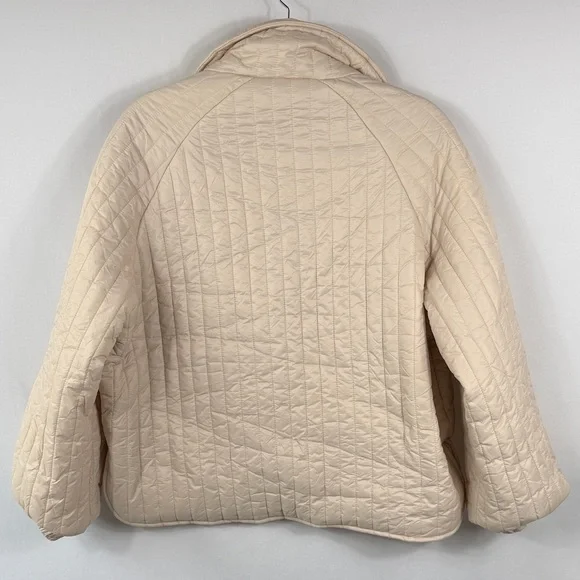 Kimberly Quilted Puffer Snap Jacket - Cream. Womens Size Medium. NWT. Oversized - Picture 5 of 11